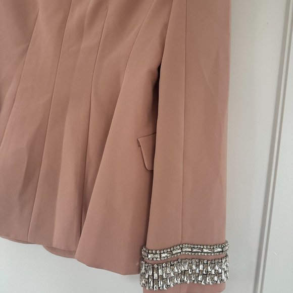 Cinq à Sept Cheyenne Crepe Blazer Jacket Jewelry Crystals Embellished Amour Sz 4 - Picture 9 of 9